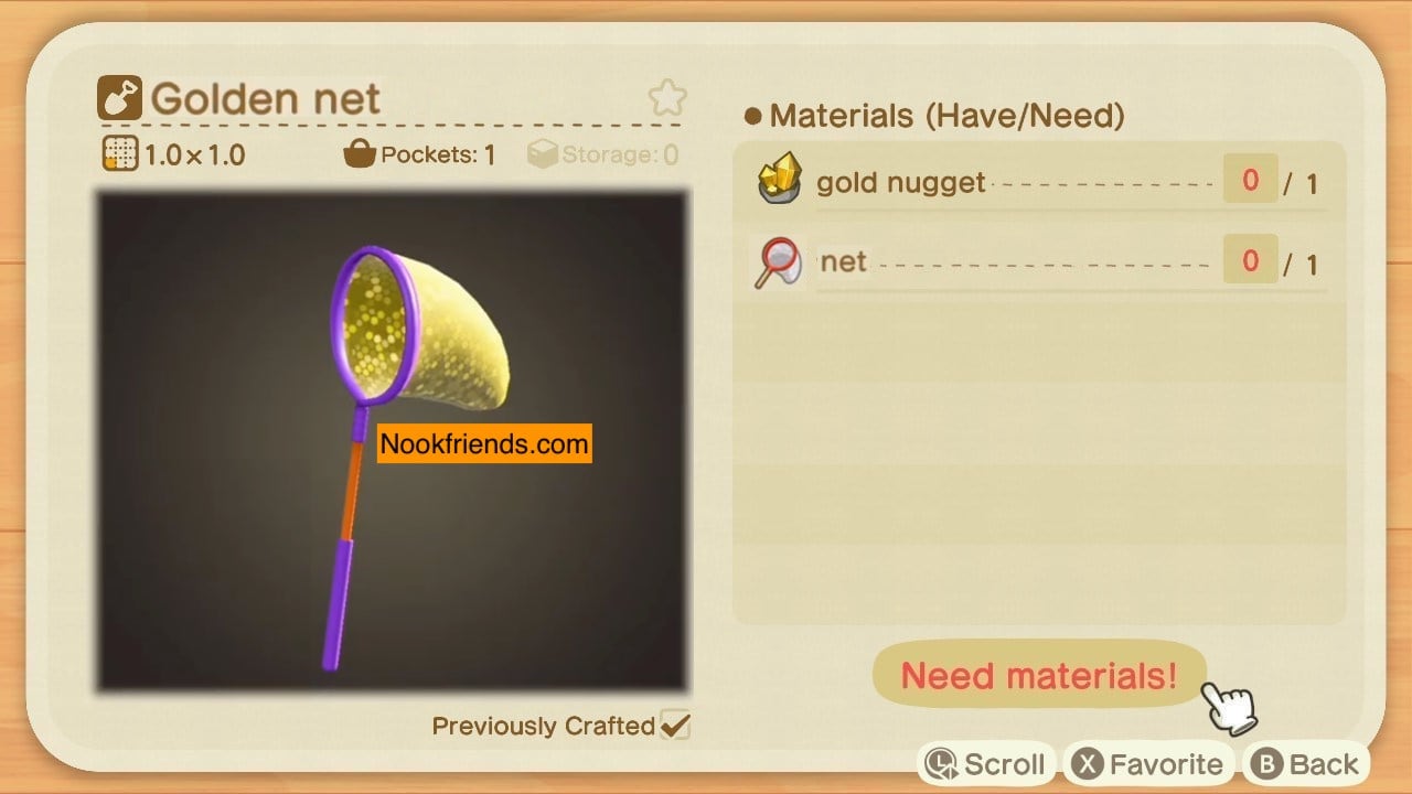 Receta de bricolaje de Red dorada en Animal Crossing: New Horizons